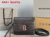 Balenciaga Small B Bag in Dark Brown Shiny Crocodile Embossed Leather Replica