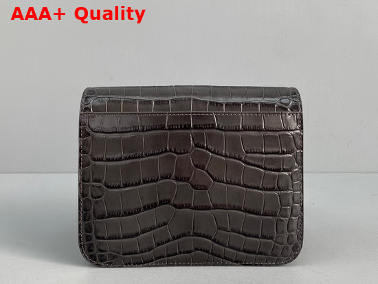 Balenciaga Small B Bag in Dark Brown Shiny Crocodile Embossed Leather Replica
