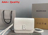 Balenciaga Small B Bag in White Shiny Crocodile Embossed Leather Replica