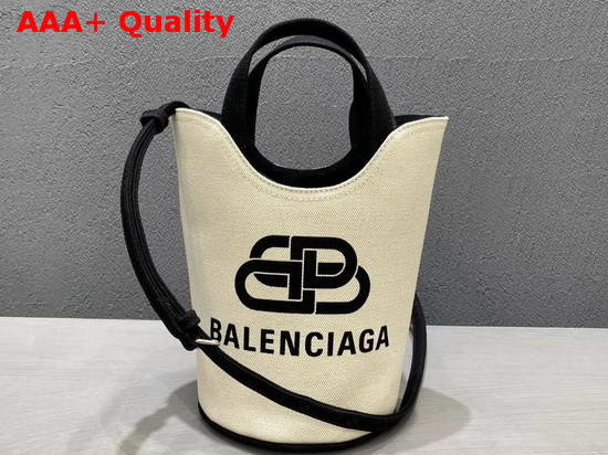 Balenciaga Small BB Basket Bag in White Canvas Replica