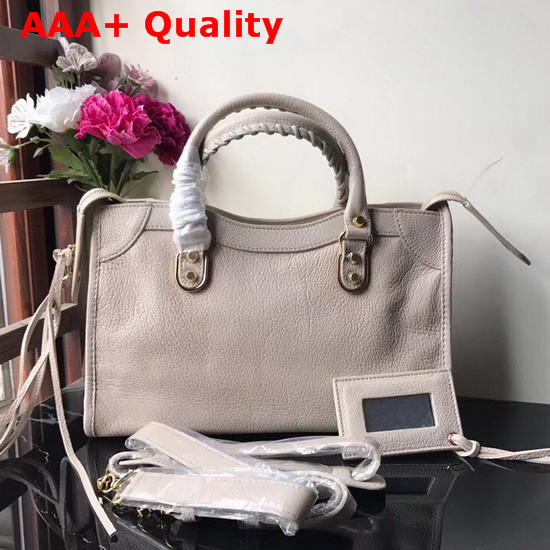 Balenciaga Small Edge City Bag in Light Grey Grained Goatskin Replica