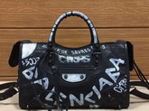 Balenciaga Small Graffiti Classic City Handbag in Black Graffiti Printed Leather Replica