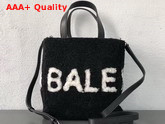 Balenciaga Small Tote Shearling Black and White Replica