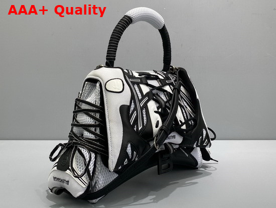 Balenciaga Sneakerhead Medium Top Handle Bag in Black and White Mixed Fabric and Fake Leather Replica