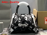 Balenciaga Sneakerhead Small Top Handle Bag in Black and White Mixed Fabric and Fake Leather Replica