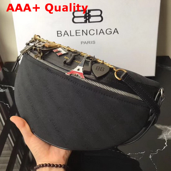 Balenciaga Souvenir Bag XS Black Canvas All Over Balenciaga Logo Jacquard Replica