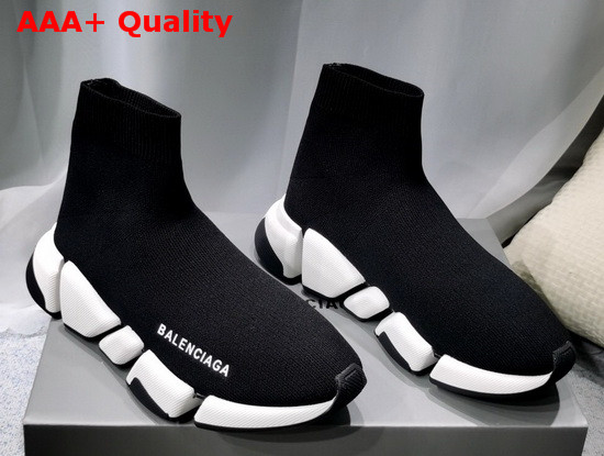 Balenciaga Speed 20 Sneaker in Black Knit White and Black Sole Replica