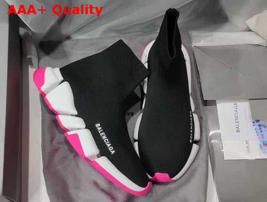 Balenciaga Speed 20 Sneaker in Black Knit White and Pink Sole Unit Replica