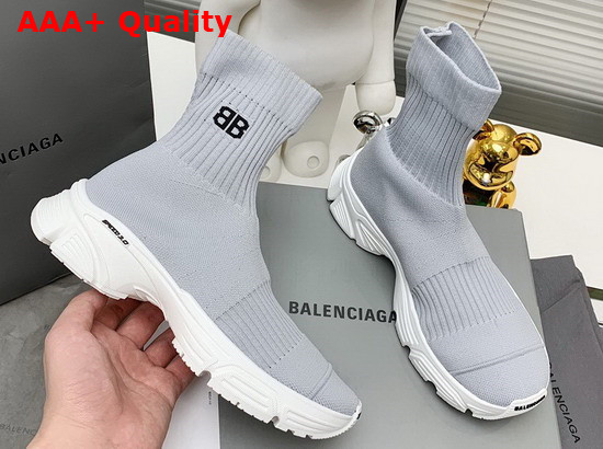 Balenciaga Speed 30 Sneaker in Gray Recycled Knit Replica