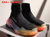 Balenciaga Speed Trainers in Black Knit with Multicolor Clear Sole Replica