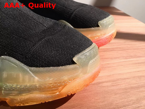 Balenciaga Speed Trainers in Black Knit with Multicolor Clear Sole Replica