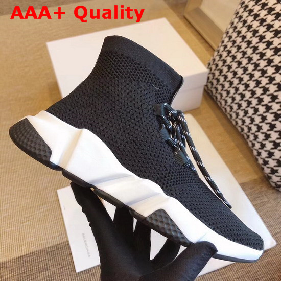 Balenciaga Speed Trainers in Black Stretch Textured Knit Replica