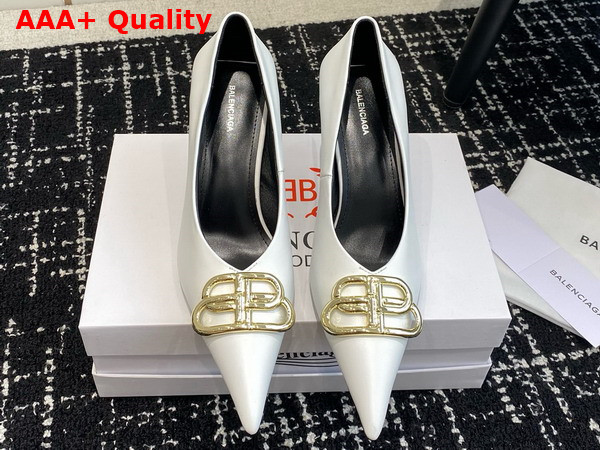 Balenciaga Square Knife BB 80mm Pump in White Calfskin Replica