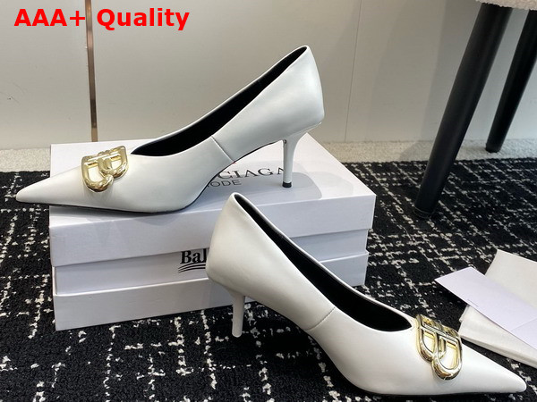 Balenciaga Square Knife BB 80mm Pump in White Calfskin Replica