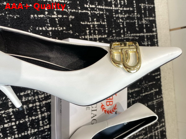 Balenciaga Square Knife BB 80mm Pump in White Calfskin Replica