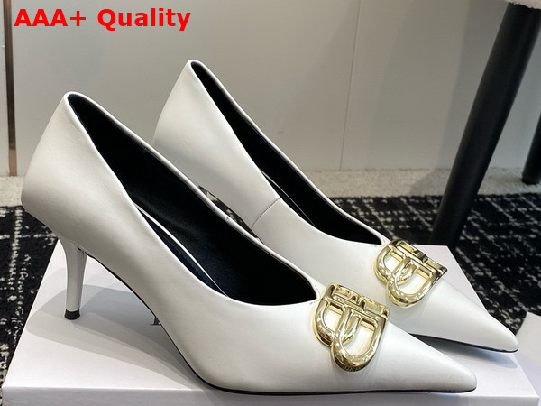 Balenciaga Square Knife BB 80mm Pump in White Calfskin Replica