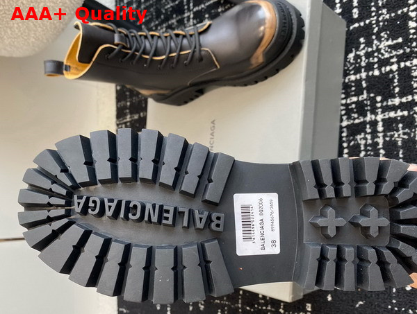 Balenciaga Strike Lace Up Boot in Dark Brown Calfskin with Worn Out Effect Replica