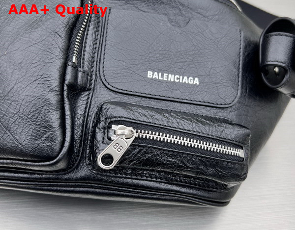 Balenciaga Superbusy Beltpack in Black Arena Lambskin Aged Silver Hardwar Replica