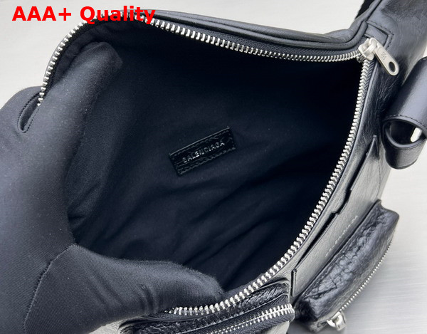 Balenciaga Superbusy Beltpack in Black Arena Lambskin Aged Silver Hardwar Replica