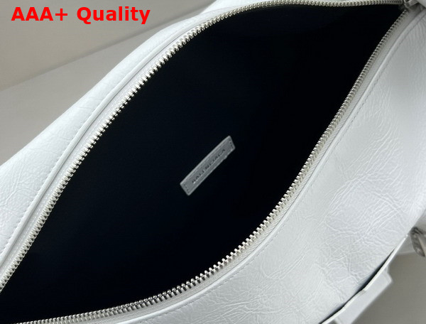 Balenciaga Superbusy Large Sling Bag in White Arena Lambskin with Aged Silver Hardware Replica