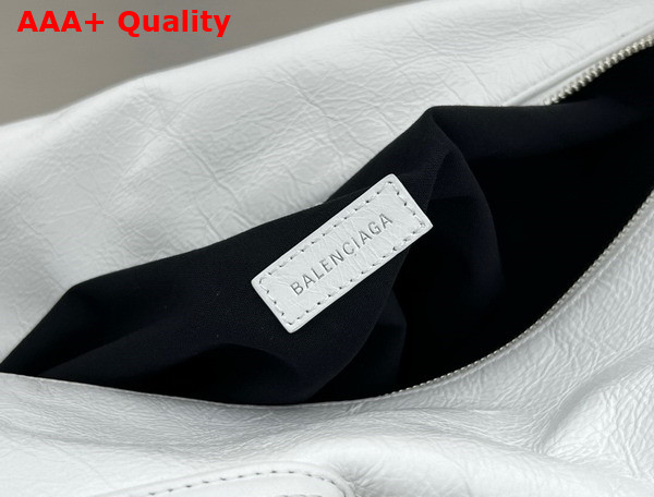 Balenciaga Superbusy Large Sling Bag in White Arena Lambskin with Aged Silver Hardware Replica