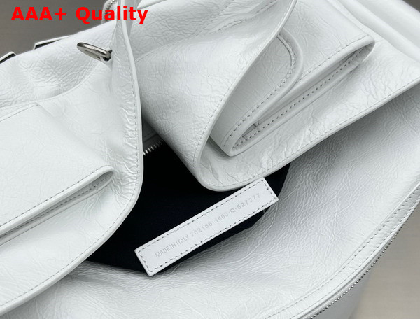 Balenciaga Superbusy Large Sling Bag in White Arena Lambskin with Aged Silver Hardware Replica