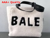 Balenciaga Tote M Shearling White and Black Replica