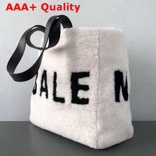 Balenciaga Tote M Shearling White and Black Replica