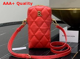 Balenciaga Touch Rectangle Bag in Red Quilted Nappa Calfskin Replica