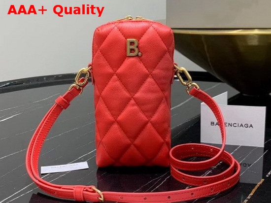 Balenciaga Touch Rectangle Bag in Red Quilted Nappa Calfskin Replica