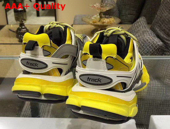 Balenciaga Track Trainers in Yellow Dark Grey and White Mesh and Nylon Replica