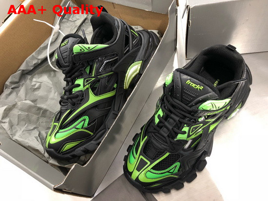 Balenciaga Track2 Sneaker in Black and Green Neoprene and Rubber Replica