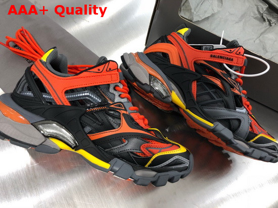 Balenciaga Track2 Sneaker in Black and Orange Neoprene and Rubber Replica