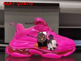 Balenciaga Triple S Clear Sole Sneaker in Pink Double Foam and Mesh with Printed Mickey Mouse Replica