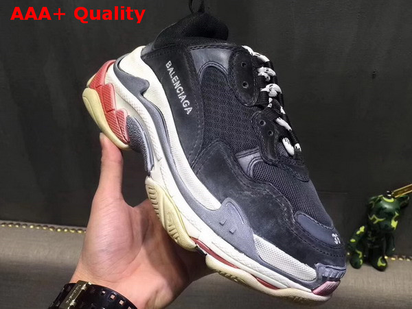 Balenciaga Triple S Trainer in Black Oversize Multimaterial Sneakers with Quilted Effect Replica