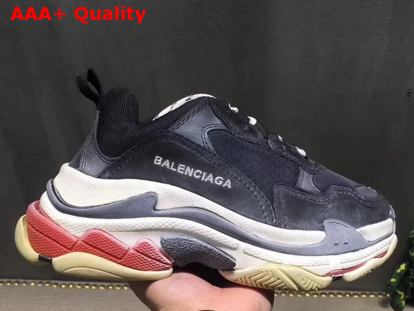 Balenciaga Triple S Trainer in Black Oversize Multimaterial Sneakers with Quilted Effect Replica