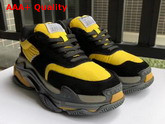Balenciaga Triple S Trainers with Quilted Effect Black and Yellow Replica