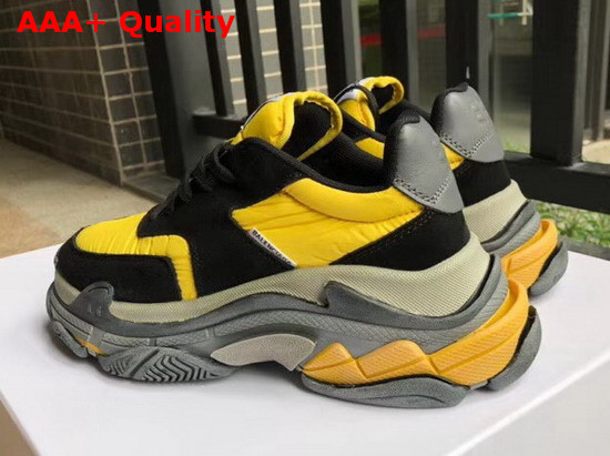 Balenciaga Triple S Trainers with Quilted Effect Black and Yellow Replica