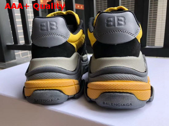 Balenciaga Triple S Trainers with Quilted Effect Black and Yellow Replica