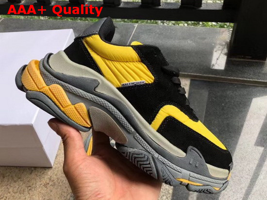 Balenciaga Triple S Trainers with Quilted Effect Black and Yellow Replica