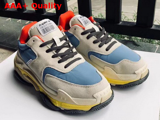 Balenciaga Triple S Trainers with Quilted Effect in Grey Blue White Replica
