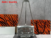 Balenciaga Triplet Small Bag in Silver Metallized Shiny Crocodile Embossed Calfskin Aged Gold Hardware Replica