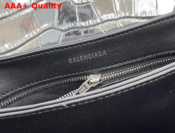 Balenciaga Triplet Small Bag in Silver Metallized Shiny Crocodile Embossed Calfskin Aged Gold Hardware Replica