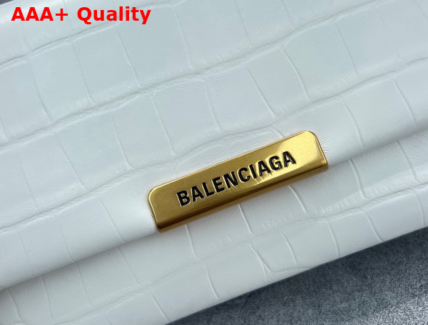 Balenciaga Triplet Small Bag in White Extra Supple Shiny Crocodile Embossed Calfskin Aged Gold Hardware Replica