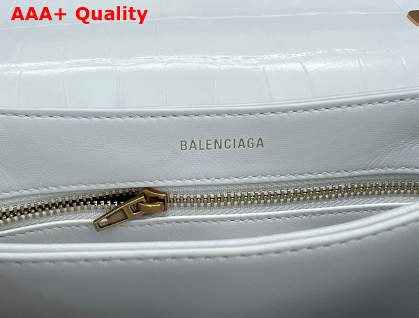 Balenciaga Triplet Small Bag in White Extra Supple Shiny Crocodile Embossed Calfskin Aged Gold Hardware Replica