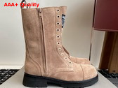 Balenciaga Truck Lace Up Boot in Beige Split Calfskin Replica