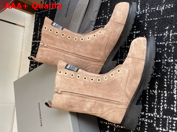 Balenciaga Truck Lace Up Boot in Beige Split Calfskin Replica
