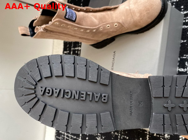 Balenciaga Truck Lace Up Boot in Beige Split Calfskin Replica