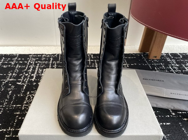 Balenciaga Truck Lace Up Boot in Black Soft Bullskin Replica