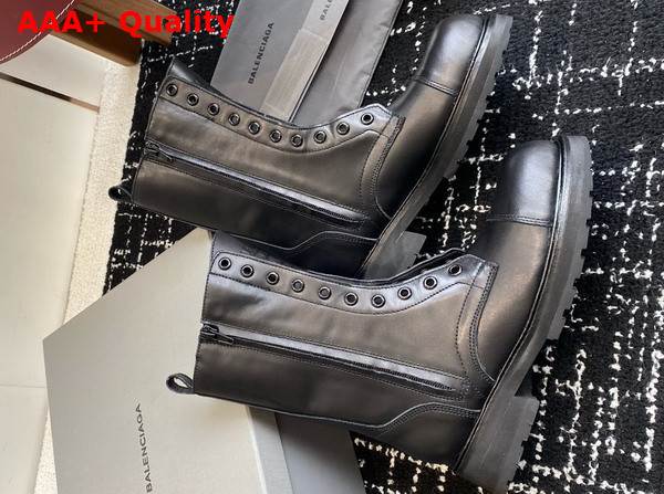 Balenciaga Truck Lace Up Boot in Black Soft Bullskin Replica